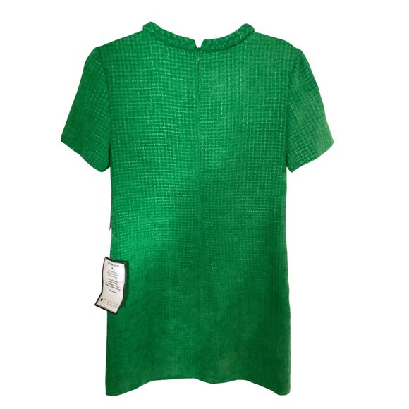 ELIZA J Women's Braided Trim Boucle Shift Dress Green 6  NWT - Picture 4 of 10